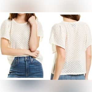 Madewell flutter sleeve eyelet top, medium